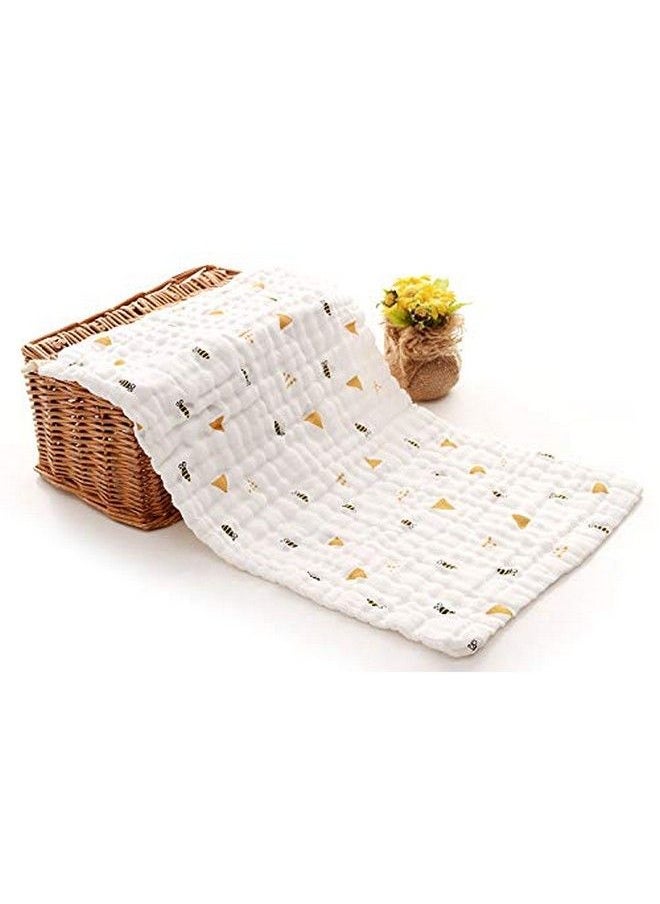 MOM'S HOME Baby Super Soft Absorbent Muslin 6 Layer Wash Towel 60X120 Cm(03 Years) Printed And Pack Of 3 Napkin And 2 Burp Cloth  - Image 1