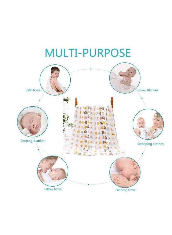 MOM'S HOME Baby Super Soft Absorbent Muslin 6 Layer Wash Towel 60X120 Cm(03 Years) Printed And Pack Of 3 Napkin And 2 Burp Cloth  - Image 5
