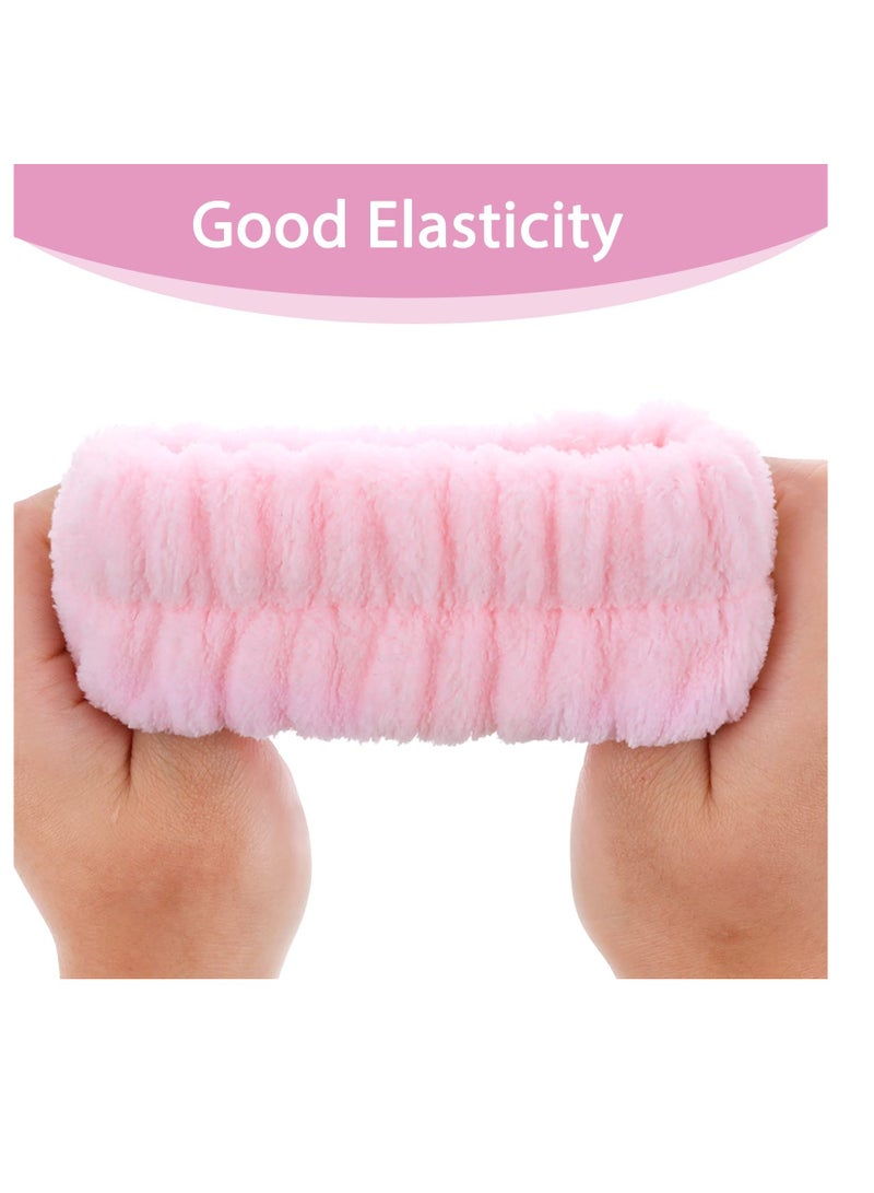 KHAJUL 3PCS Sponge Headband Wristband Sets for Washing Face, Makeup Headbands for Women Girls, Skincare Makeup Removal, Wash Spa Yoga Sports, Shower Head Band Terry Towel Cloth Hair Band (Pink)  - Image 4