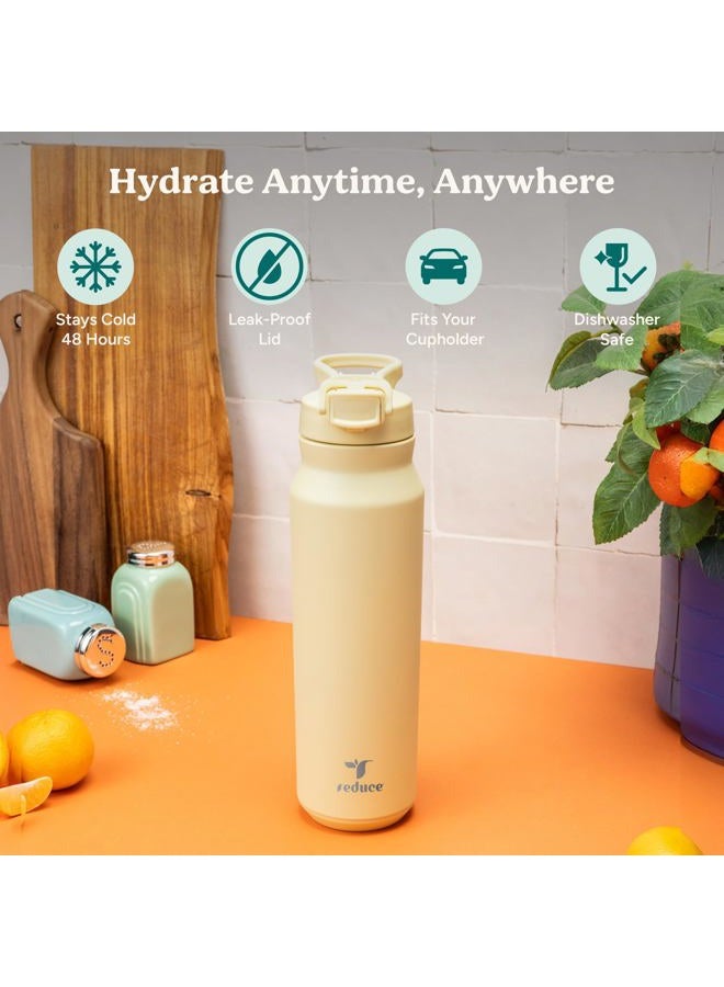 Reduce 32 oz Hydrate Pro Stainless Steel Insulated Water Bottle - Flip Top Leak-Proof Lid, Dishwasher Safe, BPA-Free, Dual Wall Vacuum, Keeps Drinks Cold for 48 Hrs, Cup Holder Friendly - Sedona - Image 2