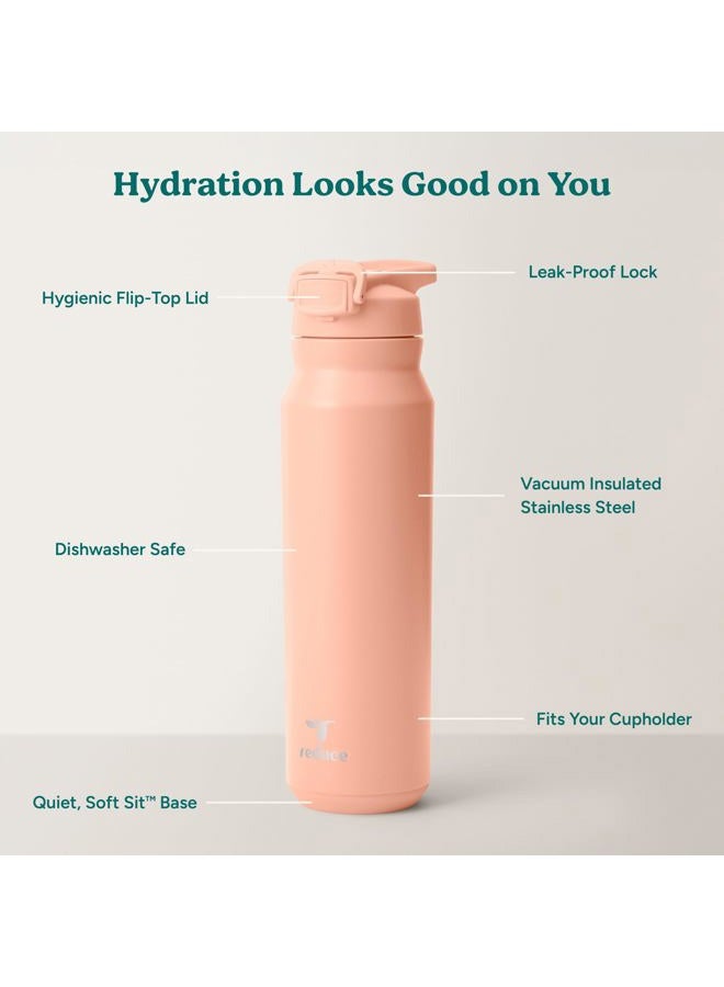 Reduce 32 oz Hydrate Pro Stainless Steel Insulated Water Bottle - Flip Top Leak-Proof Lid, Dishwasher Safe, BPA-Free, Dual Wall Vacuum, Keeps Drinks Cold for 48 Hrs, Cup Holder Friendly - Sedona - Image 3