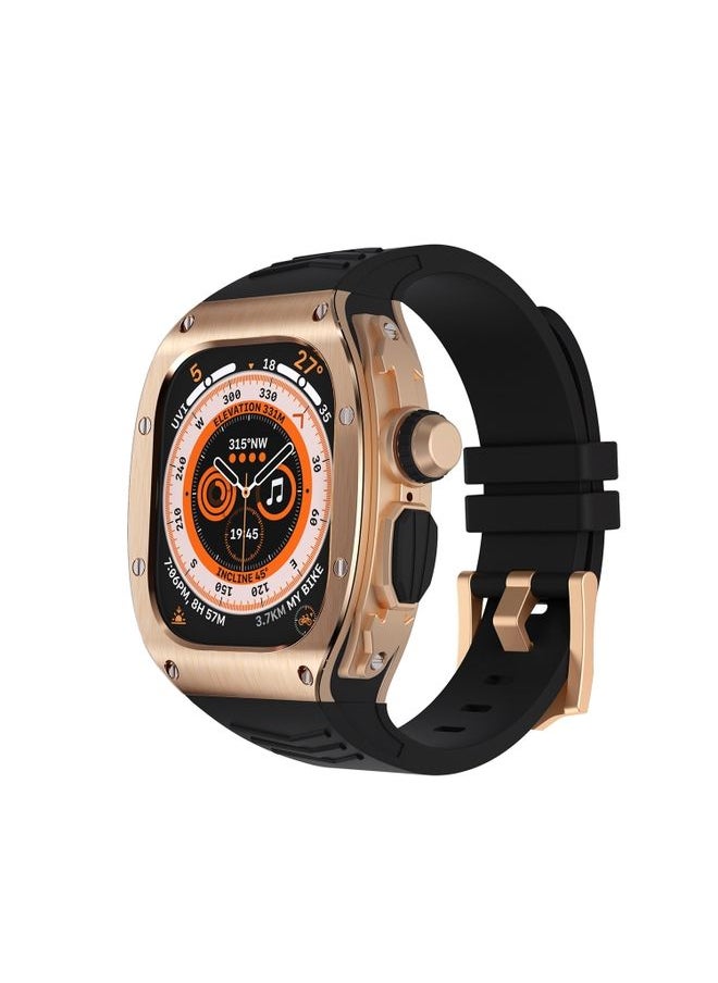 HuHa - Protective Cover For Apple Watch Ultra 49mm Armor Stainless Steel Case TPU Watch Band(Rose Gold Black) - Image 1