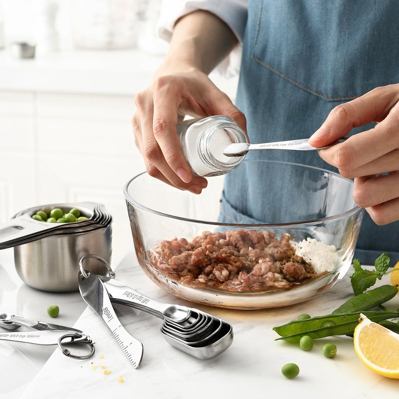 Spring Chef Stainless Steel Measuring Cups & Spoons Set of 20 with Leveler, Nesting 7 Metal Measuring Cups & 13 Spoons for Dry & Liquid Ingredients, Dishwasher Safe Kitchen Tools for Cooking & Baking - Image 2