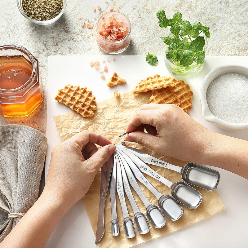 Spring Chef Stainless Steel Measuring Cups & Spoons Set of 20 with Leveler, Nesting 7 Metal Measuring Cups & 13 Spoons for Dry & Liquid Ingredients, Dishwasher Safe Kitchen Tools for Cooking & Baking - Image 4