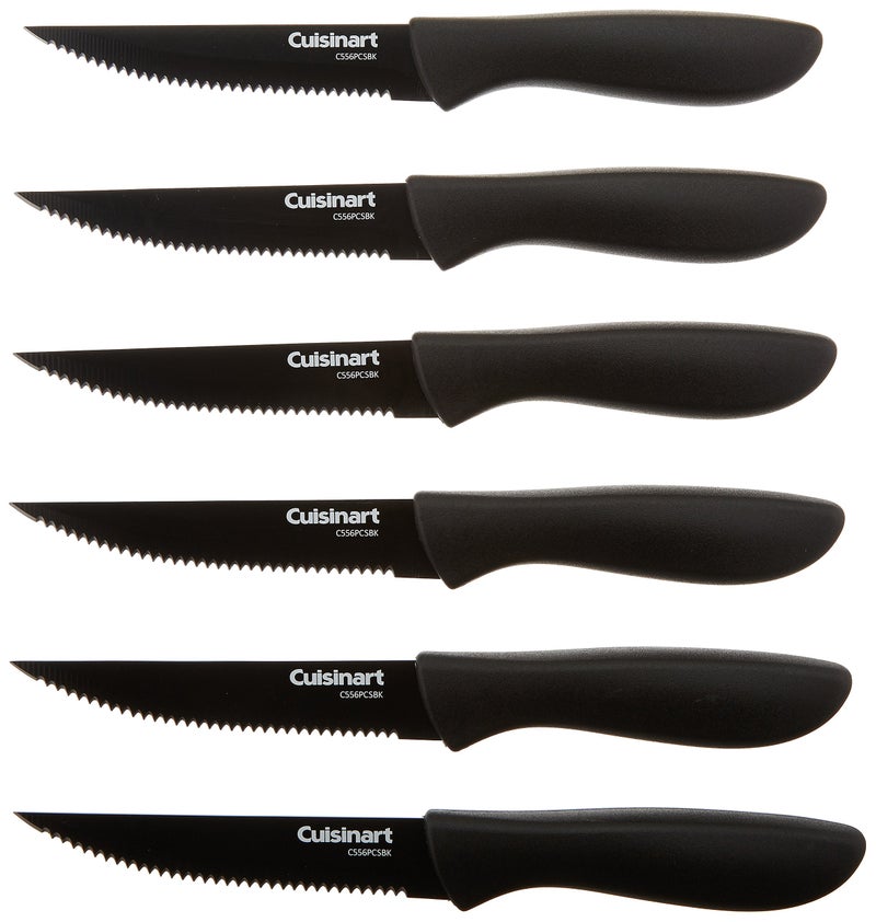 Cuisinart C55-6PCSBK Advantage Color Collection 6-Piece Ceramic Coated Steak Knife Set, Black - Image 1