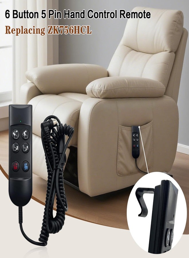 Kariwust Lift Chair Power Recliner 6 Button 5 Pin Hand Control Remote Replacing ZK756HCL Replacement - Image 2