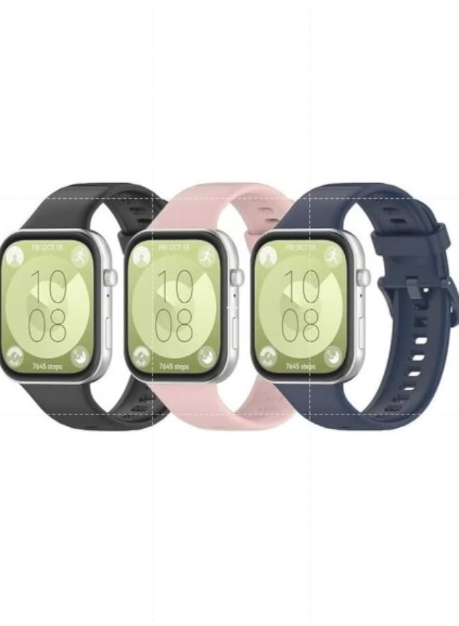 أنمي 3 حزم من الأساور البديلة المتوافقة مع ساعة هواوي فيت 3، حزام معصم رياضي من السيليكون قابل للتعديل للنساء والرجال