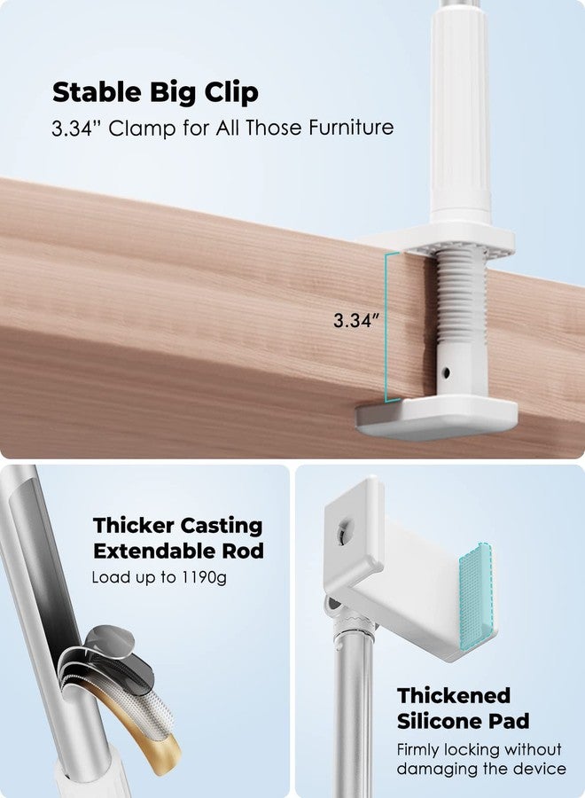 Viozon Phone Holder, Flexible Long Arm,Overhead Mount,360° Angle Adjustable,Aluminum Alloy, C Clamp for Headboard Bedside&Table&Desk,Compatible with 3.5"-6.7" Phone,iPhone 14 Plus/Pro Max W - Image 5