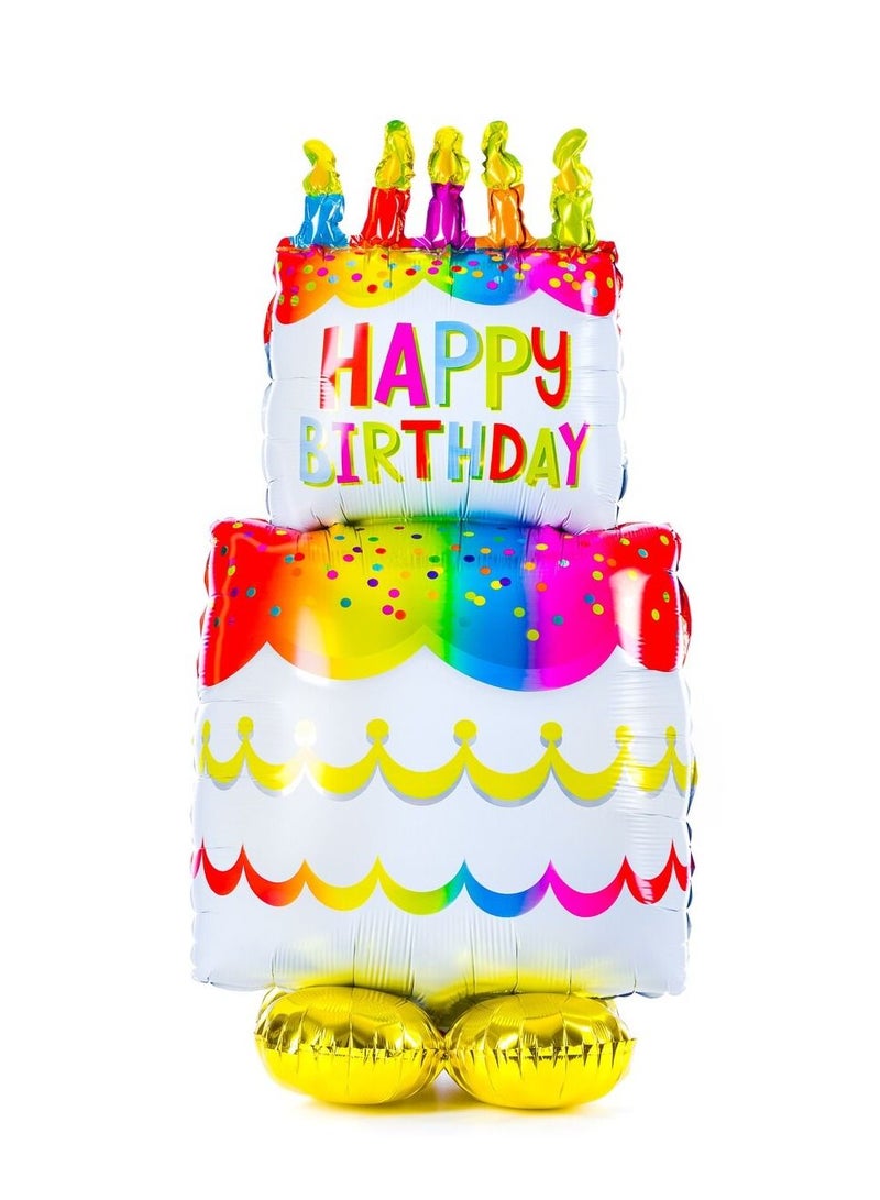 Birthday Cake Foil Balloon Multicolored AirLoonz Balloon Can be Filled with Helium or Air Gift Decoration Birthday Cake - Image 1