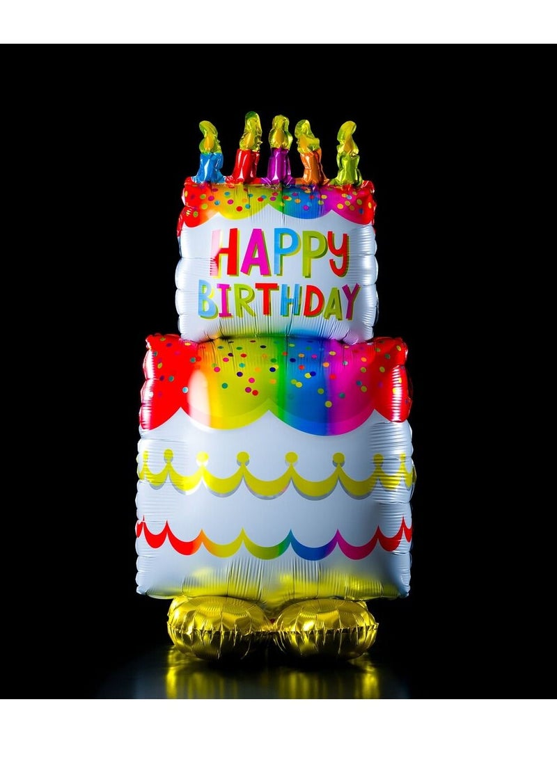 Birthday Cake Foil Balloon Multicolored AirLoonz Balloon Can be Filled with Helium or Air Gift Decoration Birthday Cake - Image 2