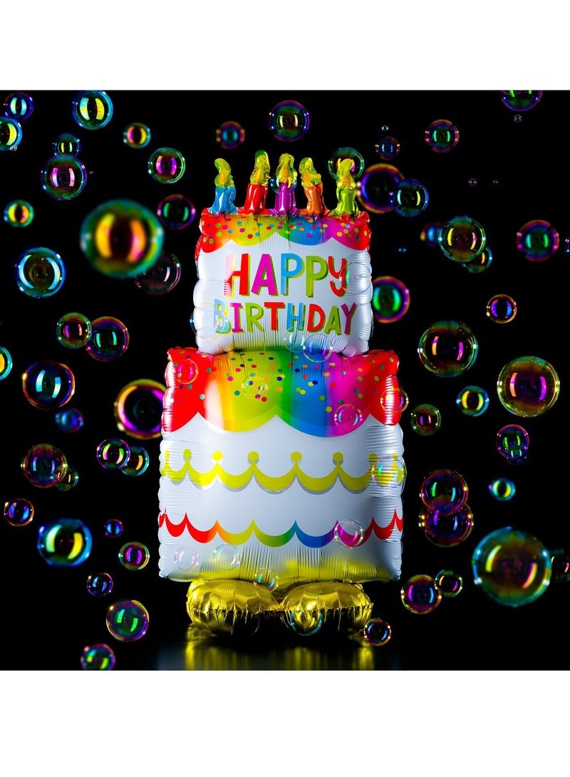 Birthday Cake Foil Balloon Multicolored AirLoonz Balloon Can be Filled with Helium or Air Gift Decoration Birthday Cake - Image 5