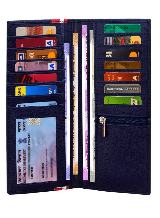 ABYS Genuine Leather Wallet for Women (3273BLRD_Navy Blue-Red) - Image 2