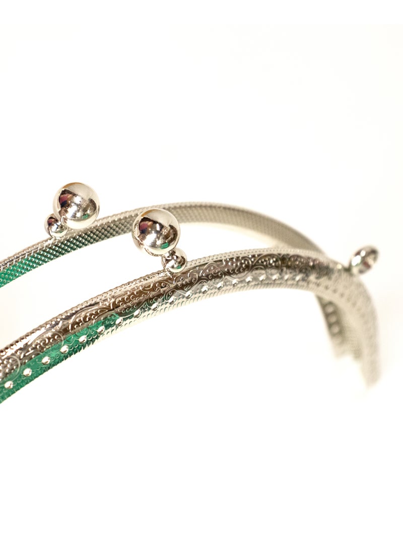 1PC 20cm Metal Purse Frame with Kiss Clasp, Vintage-Style Frame for DIY Coin Purse or Clutch-Silver - Image 3