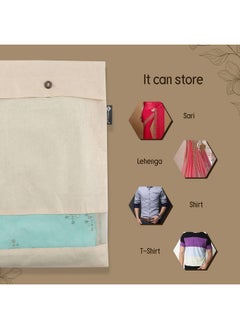 Shopoflux SHOPOFLUX Cotton Saree Covers 6 Pieces | Saree Bags | Clothes Bag For Travelling And Wardrobe Organizer With Transparent Mesh Window (16 X 14 Inches) (6), Beige  - Image 5