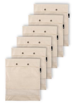 Shopoflux SHOPOFLUX Cotton Saree Covers 6 Pieces | Saree Bags | Clothes Bag For Travelling And Wardrobe Organizer With Transparent Mesh Window (16 X 14 Inches) (6), Beige  - Image 1