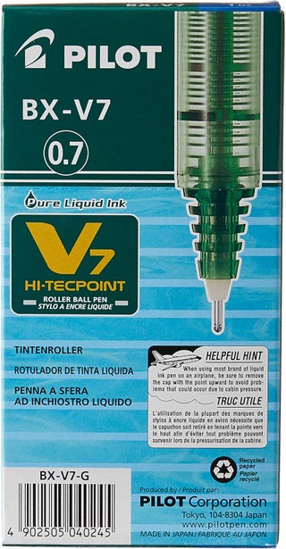 Pilot V7 Hi-Tecpoint Rollerball Pen, 0.7 mm Tip - Green, Box of 12 - view 4
