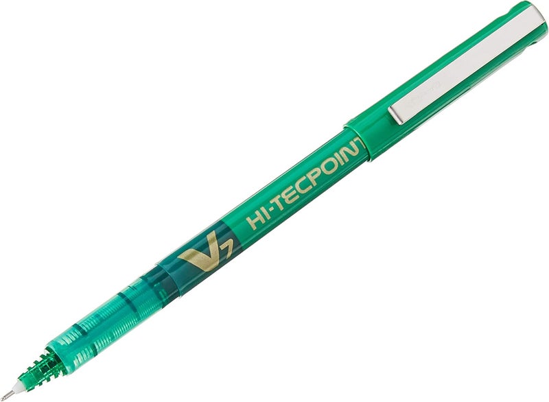 Pilot V7 Hi-Tecpoint Rollerball Pen, 0.7 mm Tip - Green, Box of 12 - Image 1
