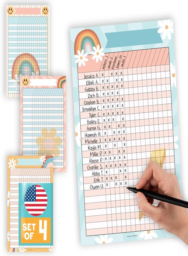 Hadley Designs Attendance Chart for Classroom Management - 4 Incentive Chart for Classroom Essentials, 11x17 Student Behavior Charts and Homework Tracker, Teachers Class Attendance and Assignments Log - Image 1