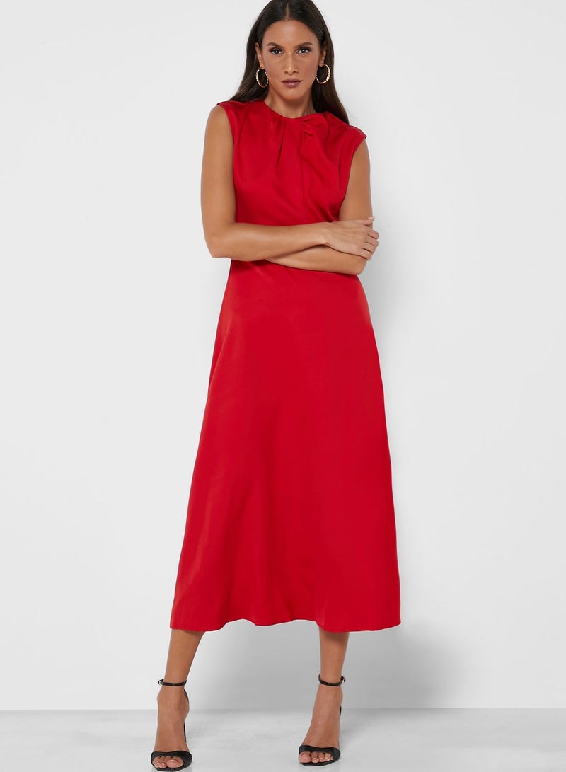 ELLA Ruched Neck Detail Dress - Image 1