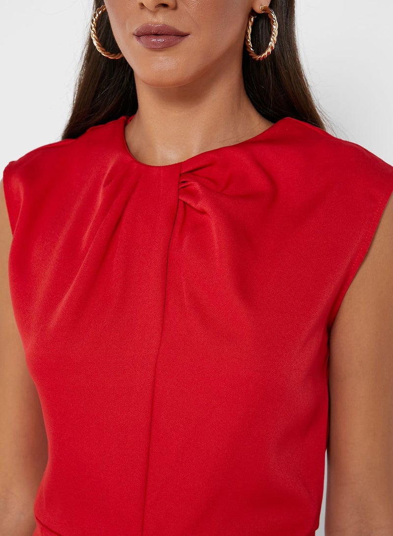 ELLA Ruched Neck Detail Dress - Image 3