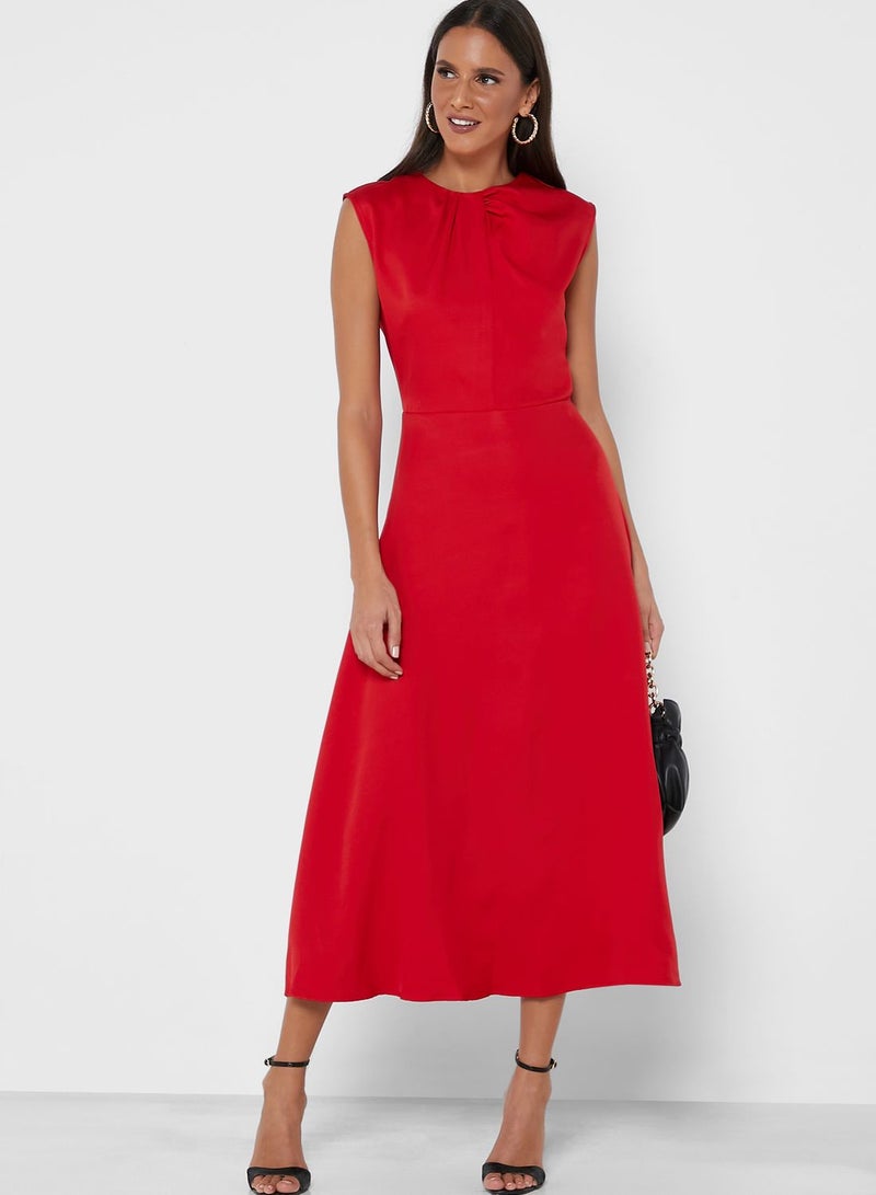 ELLA Ruched Neck Detail Dress - Image 4