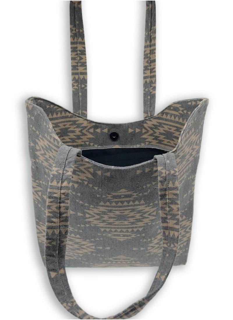 Gharibo Bags - casual printed linen tote bag W230011B - Image 1