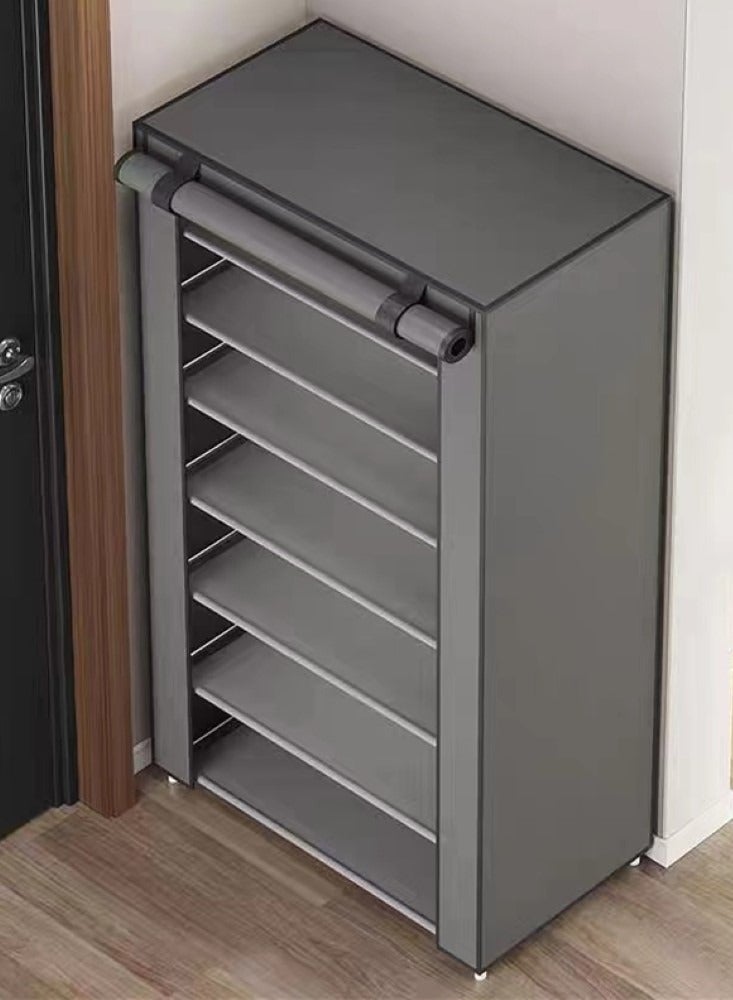Kutis 5-Tiers Simple Shoe Rack Assembly Shoe Rack Storage Organizer Steel Pipe/Non-Woven Grey 60x30x92 cm - Image 2