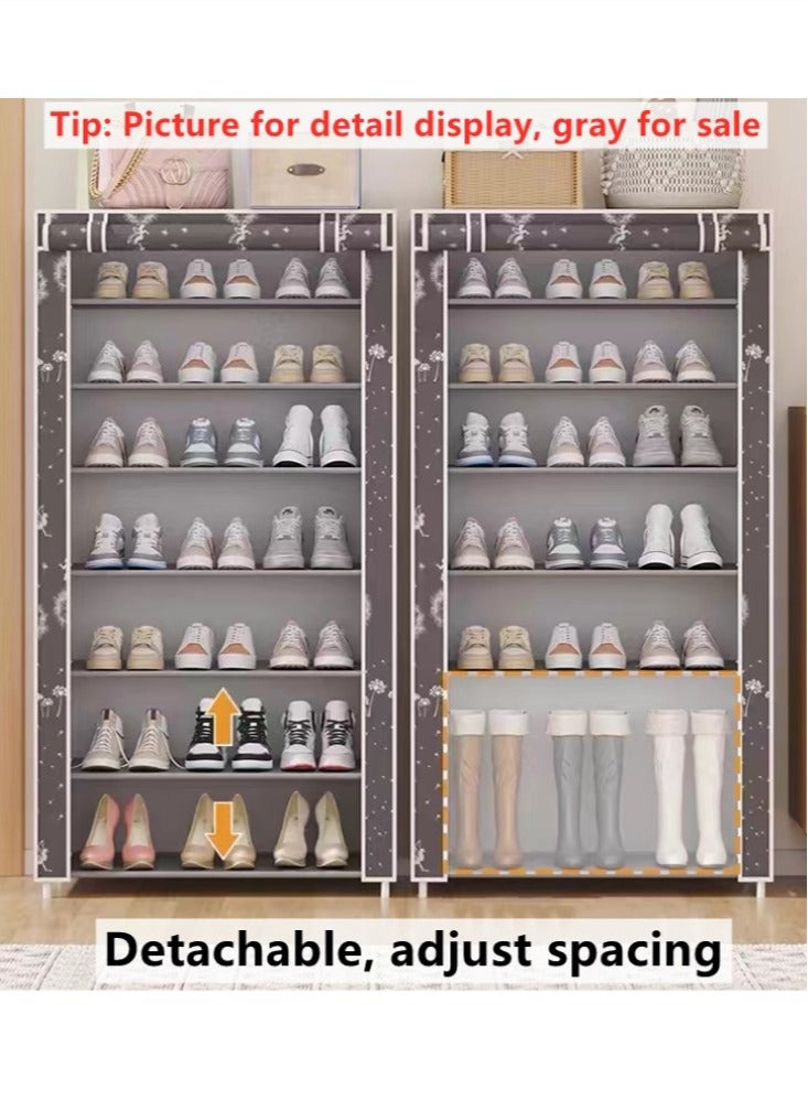 Kutis 5-Tiers Simple Shoe Rack Assembly Shoe Rack Storage Organizer Steel Pipe/Non-Woven Grey 60x30x92 cm - Image 3