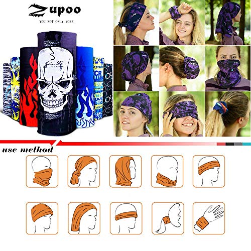 Zupoo Headbands 16-in-1Multifunctional Headband Sports Magic Scarf,Face Sun Mask,Neck Gaiter,Balaclava Headwear,Bandana,for Hiking, Running,Cycling,Yoga,Fishing,Hunting,Skiing & Snowboarding（Leopard） - Image 5