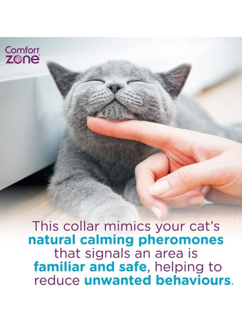 Comfort Zone Cat Calming Pheromone Collar Helps Cats Feel Safe Happy Calm Reduces Stress Anxiety and Unwanted Behaviours With Breakaway Feature for Safety 1 Collar Pack White - Image 2
