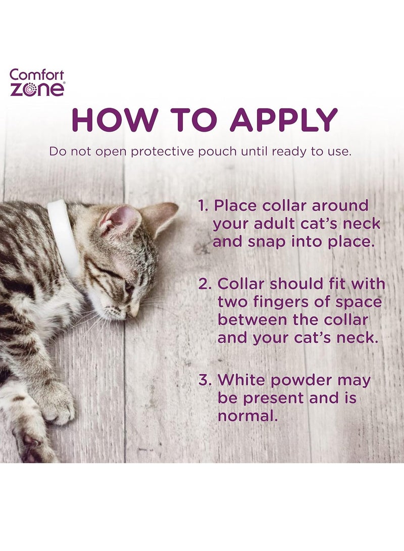 Comfort Zone Cat Calming Pheromone Collar Helps Cats Feel Safe Happy Calm Reduces Stress Anxiety and Unwanted Behaviours With Breakaway Feature for Safety 1 Collar Pack White - Image 3