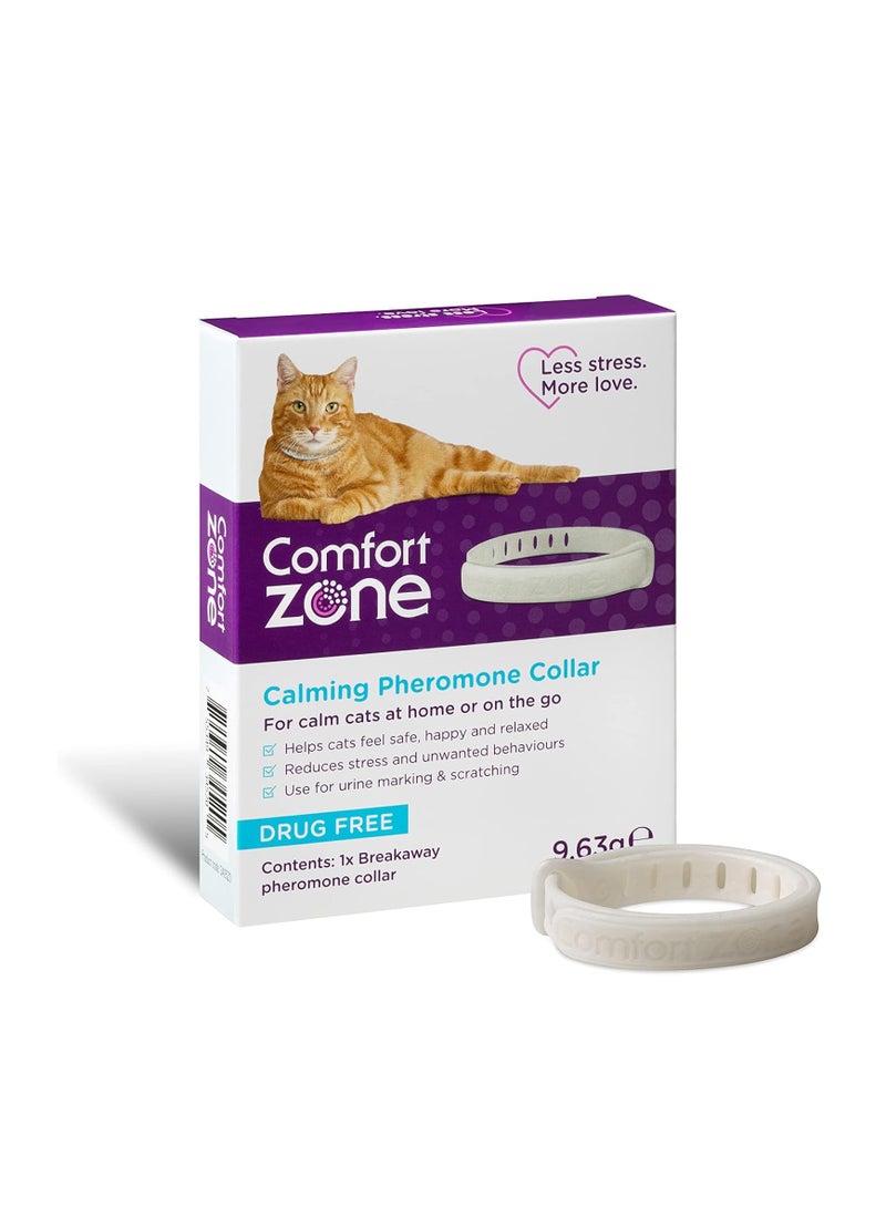 Comfort Zone Cat Calming Pheromone Collar Helps Cats Feel Safe Happy Calm Reduces Stress Anxiety and Unwanted Behaviours With Breakaway Feature for Safety 1 Collar Pack White - Image 4