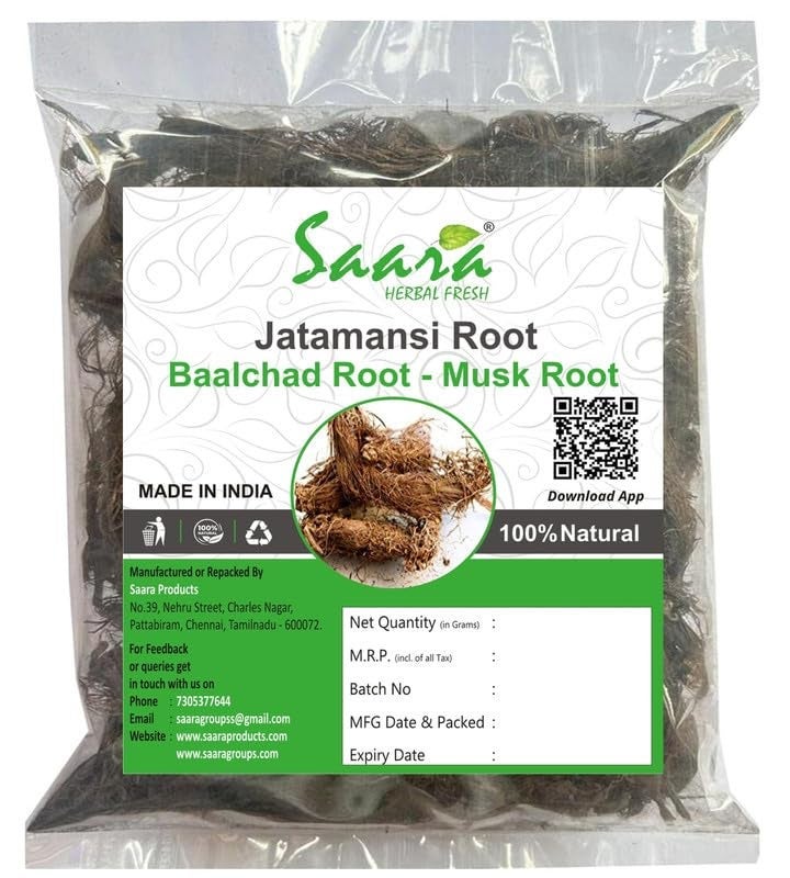 Saara HERBAL FRESH Jatamansi Root1000g Baalchadd Musk Root Spikenard Nardostachys Tapasvini Jatamasi Rootpack of 10 x 100g