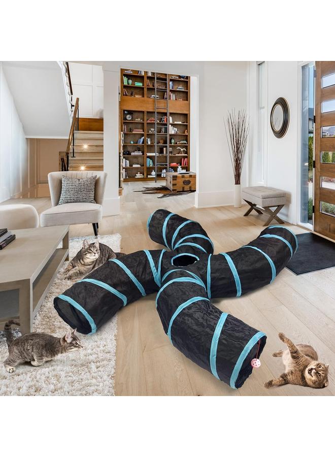 Cat Tunnel for Indoor Cats, Small Animal Tubes Kitty Tunnels Interactive Maze Cat Toy for Kitten Rabbit Ferret - 4 Way - Image 4