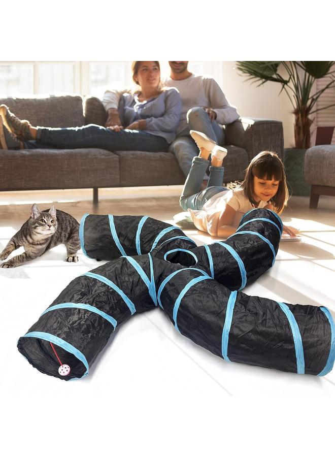 Cat Tunnel for Indoor Cats, Small Animal Tubes Kitty Tunnels Interactive Maze Cat Toy for Kitten Rabbit Ferret - 4 Way - Image 2