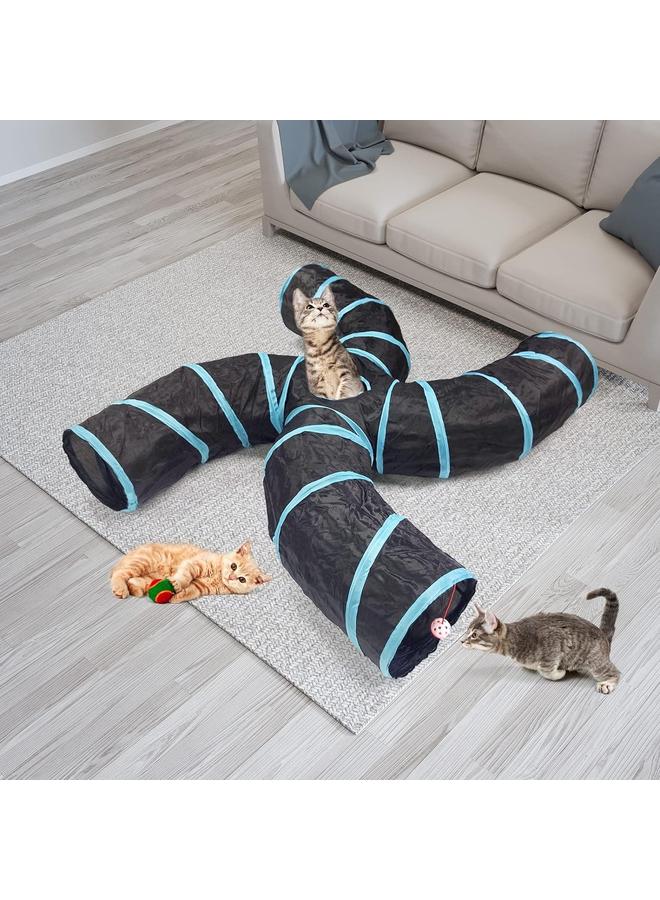 Cat Tunnel for Indoor Cats, Small Animal Tubes Kitty Tunnels Interactive Maze Cat Toy for Kitten Rabbit Ferret - 4 Way - Image 3