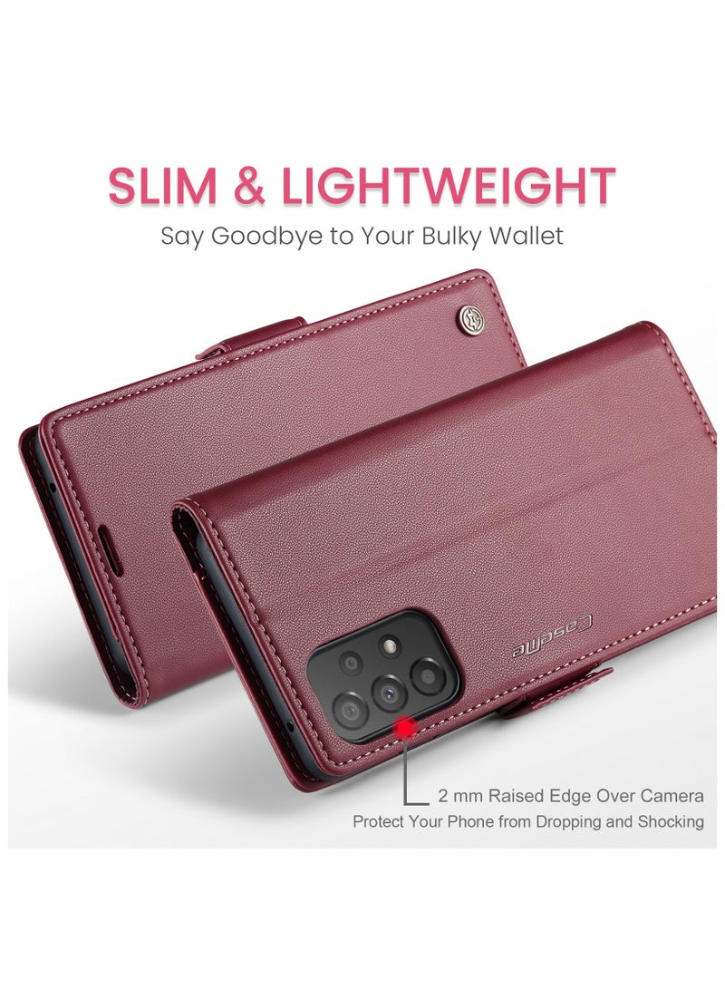 حافظة محفظة جلدية فاخرة مع مسنده لسامسونج جالاكسي ايه 33 5 جي-احمر - Image 3