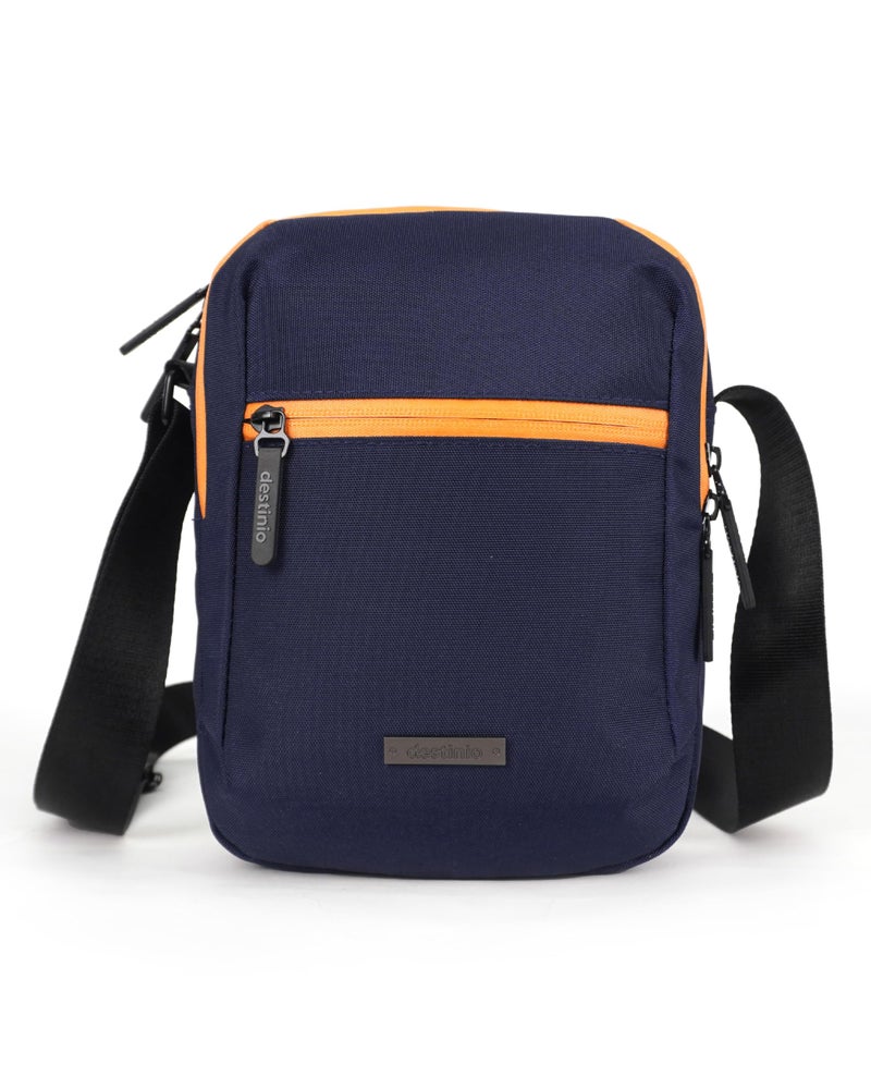 Destinio Padded Sling Bag for Men & Women | Side Shoulder Pouch | Crossbody Bag for Travel Use | Organizer for Mobile, Passport & Cash | Water Resistant Zipper, Internal Key Holder, Anti-Theft (Blue) - Image 1