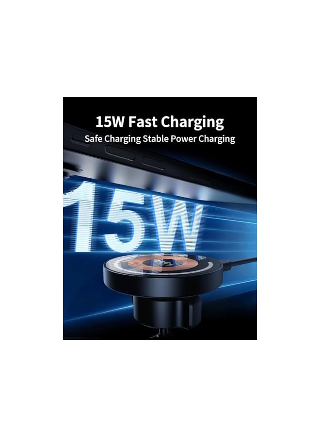 Green Tiger Magnetic Wireless Car Mount Charger, 15W Fast Charging Mag-Safe Car Mount,Magnetic Car Phone Holder Mount, for iPhone 15, 14, 13, 12 and All Smartphones - Image 3