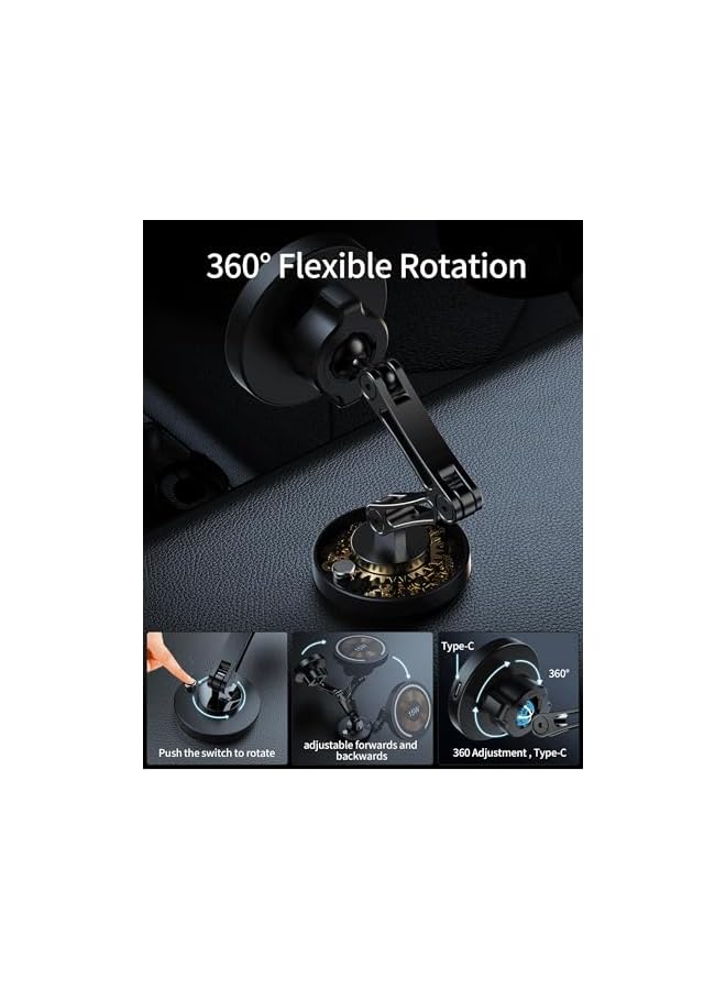 Green Tiger Magnetic Wireless Car Mount Charger, 15W Fast Charging Mag-Safe Car Mount,Magnetic Car Phone Holder Mount, for iPhone 15, 14, 13, 12 and All Smartphones - Image 4