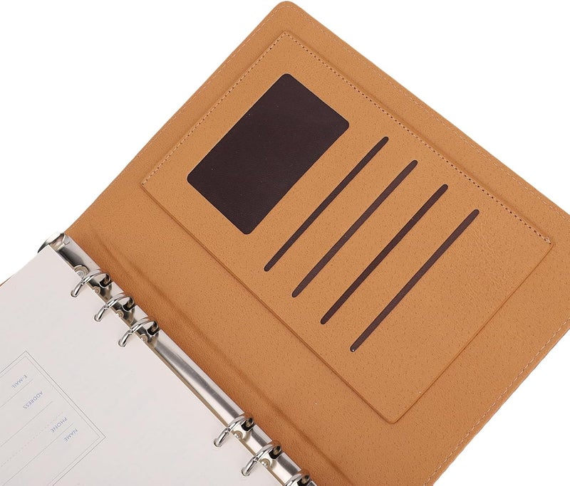 LiebeWH Binder 6 Rings 0.8 inch A5 PU Leather with 80 Sheets Paper Multi Purpose Magnetic Closure Refillable Notebook Binder - Image 4