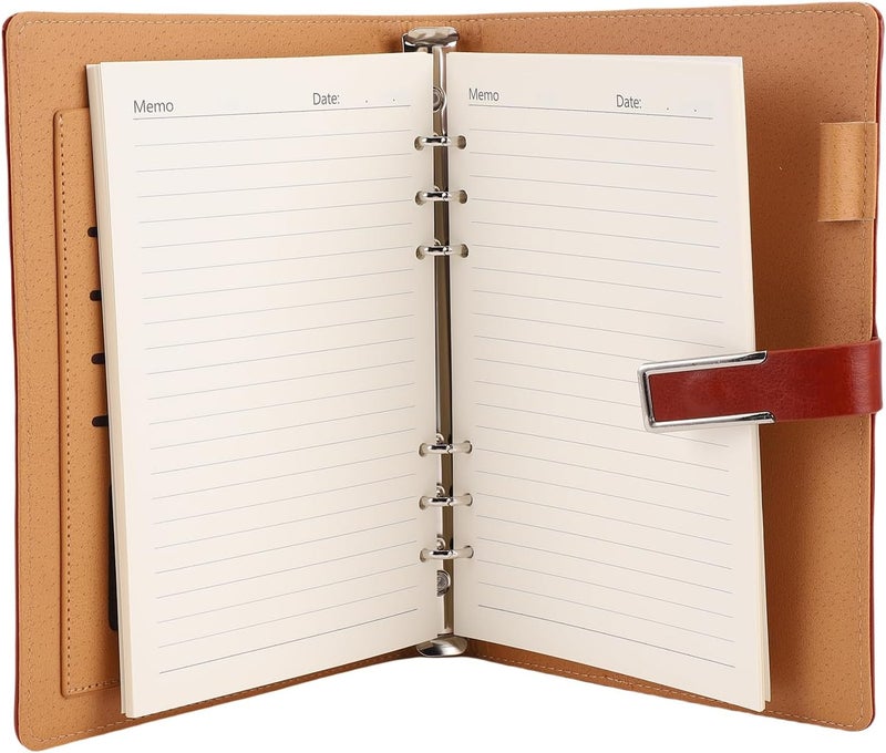LiebeWH Binder 6 Rings 0.8 inch A5 PU Leather with 80 Sheets Paper Multi Purpose Magnetic Closure Refillable Notebook Binder - Image 3