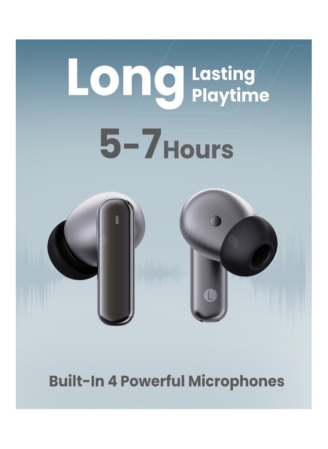 Moxedo - Moxedo True Wireless Earbuds S7 Active Noise Cancellation Bluetooth 5.4 300 mAh Charging Case 5.5 Hrs Playing Time with Built-in 4 Powerful Microphones (Gray) - Image 1