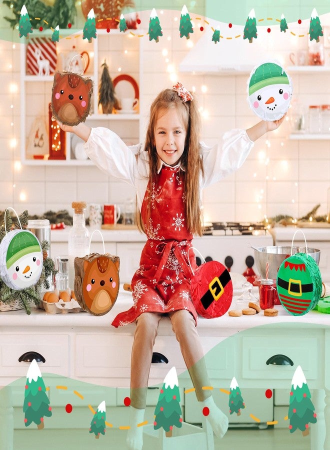 Liliful 12 Pcs Mini Christmas Piñata Bulk Small Xmas Santa Claus Snowman Elk Tree Decor Christmas Mexican Piñata for Birthday Holiday Decoration, 4 x 4 x 1.5'' - Image 5
