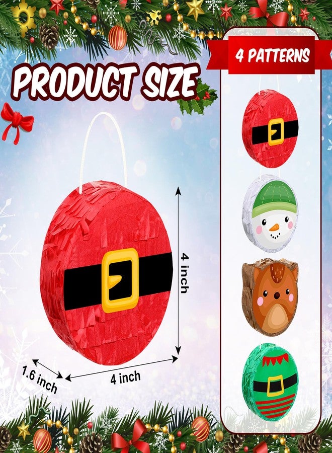 Liliful 12 Pcs Mini Christmas Piñata Bulk Small Xmas Santa Claus Snowman Elk Tree Decor Christmas Mexican Piñata for Birthday Holiday Decoration, 4 x 4 x 1.5'' - Image 2