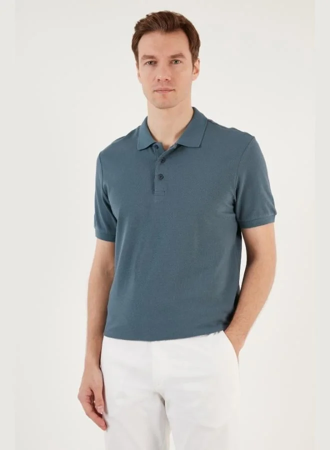 بوراتي تيشيرت بولو قطن رجالي بقصة عادية