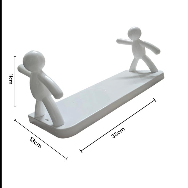 RD ENTERPRISES Multifunctional Human Shaped Storage Shelf Rack, Wall Mounted Mini Storage Rack, Creative Cute Human Shelf, Organizer for Kitchen, Bathroom, Bedroom, Study Room (Pack of 4, White) - Image 5