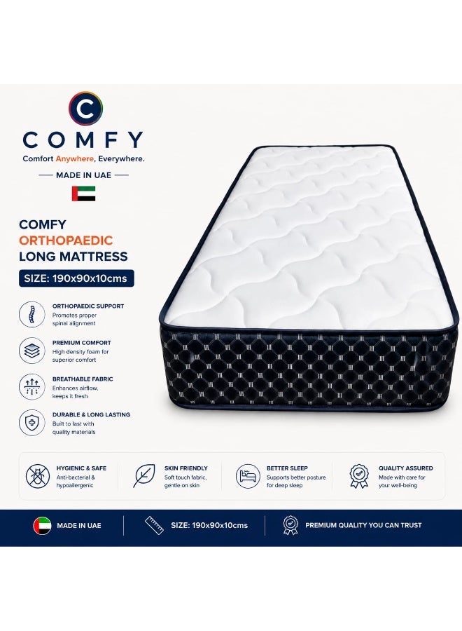 Comfy مرتبة طبية مسطحة بيضاء مريحة مفردة مثالية للاستخدام من قبل الضيوف 190 × 90 × 10 سم - Image 1
