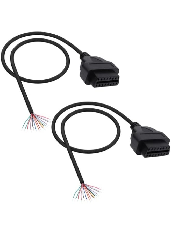 Generic كيبل وصلة انثى J1962 OBD2 OBDII بـ16 دبوس موصل انثى لفتح، كيبل تمديد لتشخيص السيارة يمكنك تركيبه بنفسك - 60 سم، عبوتان (انثى) من سايبنيمو - Image 1