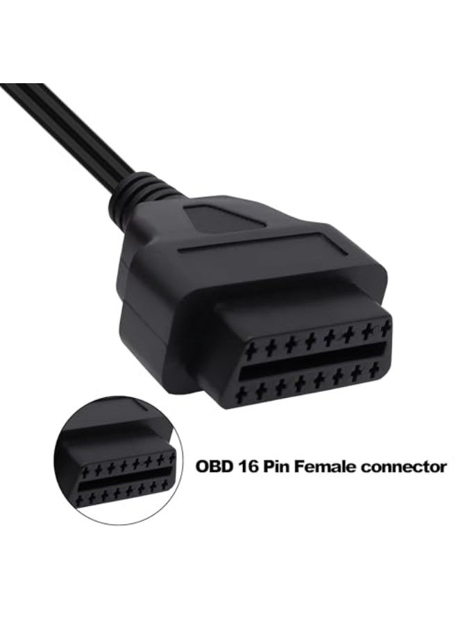 Generic كيبل وصلة انثى J1962 OBD2 OBDII بـ16 دبوس موصل انثى لفتح، كيبل تمديد لتشخيص السيارة يمكنك تركيبه بنفسك - 60 سم، عبوتان (انثى) من سايبنيمو - Image 5